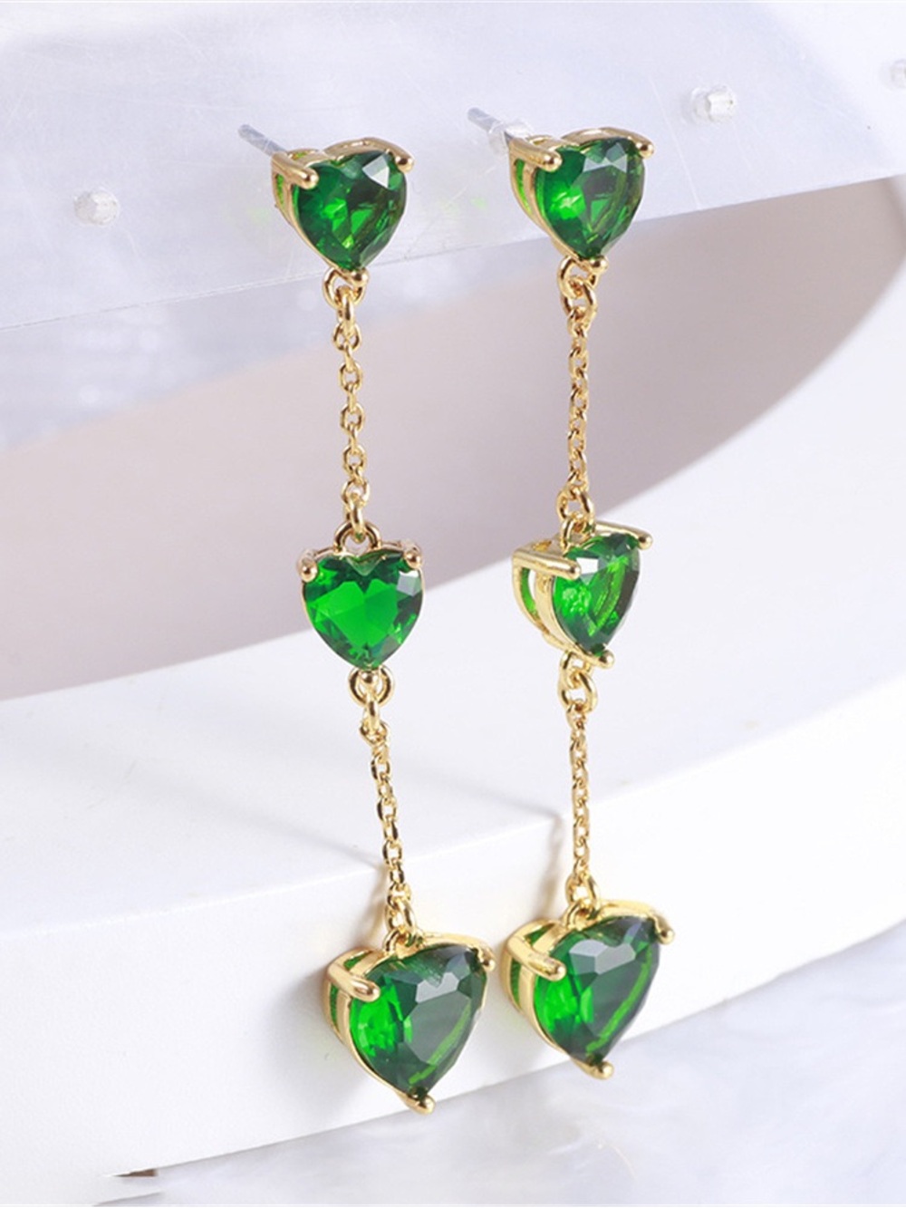 Kate Spade Green Heart Pearl Tassel Drop Earrings Fashion Jewelry Gift For Women - Picture 3 of 3